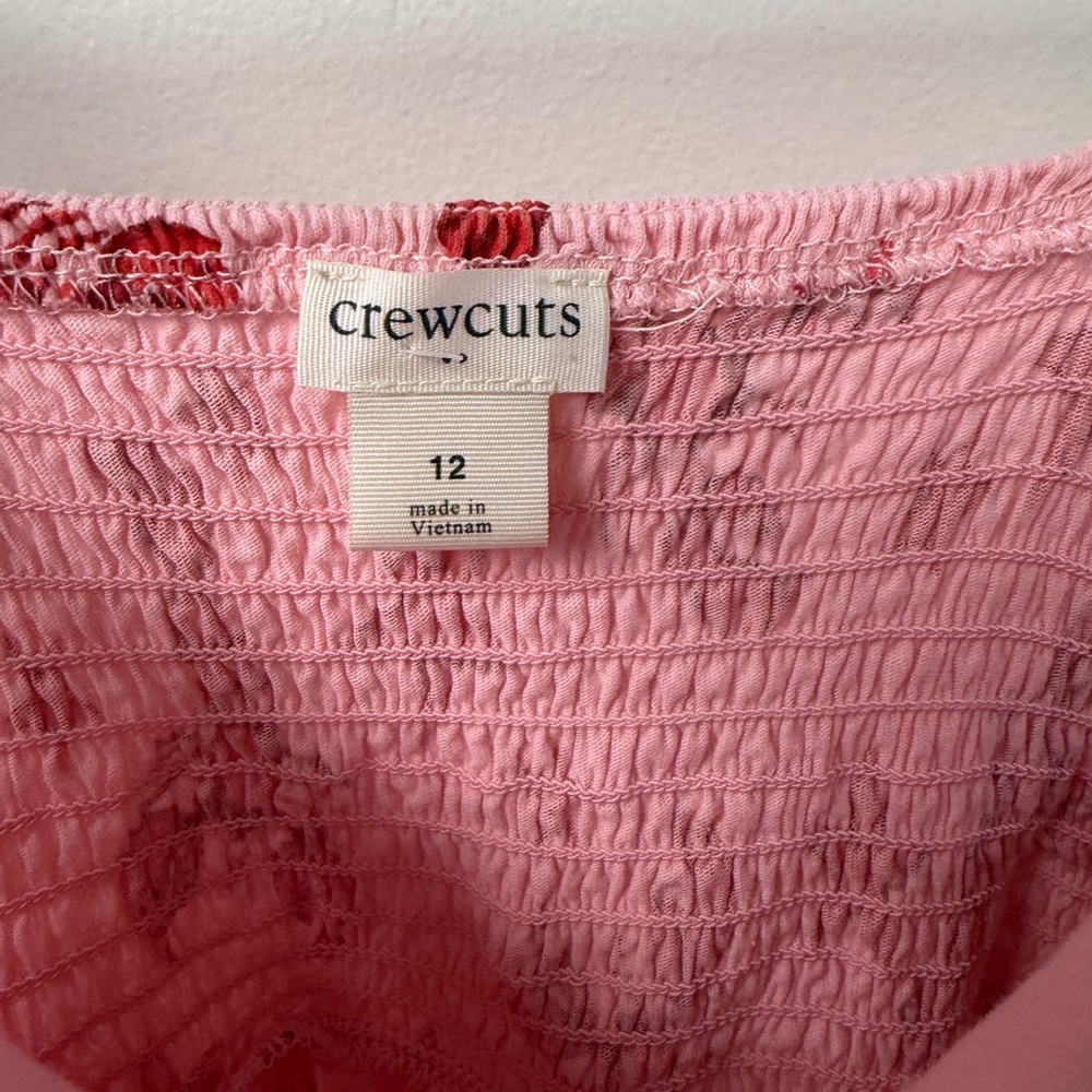 J Crew CrewCuts Pink Brilliant Sun Lobster Starfish Tiered Dress Girls Size 12 - Picture 3 of 4